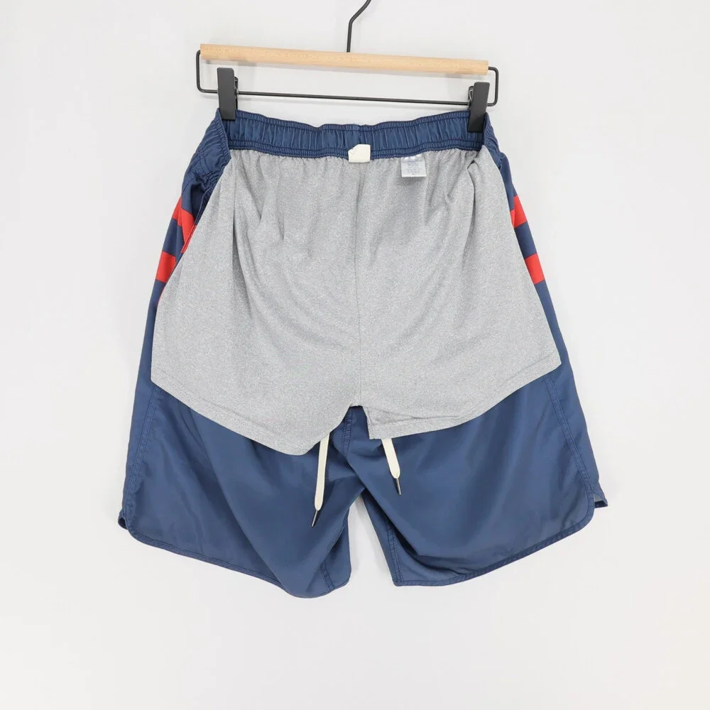 Fair Harbor Anchor Swim Trunks Mens XL Navy Blue Striped Breezeknit Liner